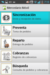 preventa movil - menu principal